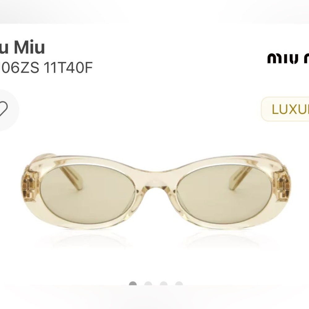 NWT. Miu Miu Transparent Sand Oval Sunglasses